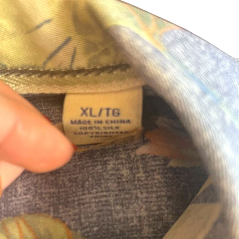 Tommy Bahama XL Mens 100% Silk Hawaiian Shirt Button Up Blue Floral Resort Camp - Picture 4 of 14